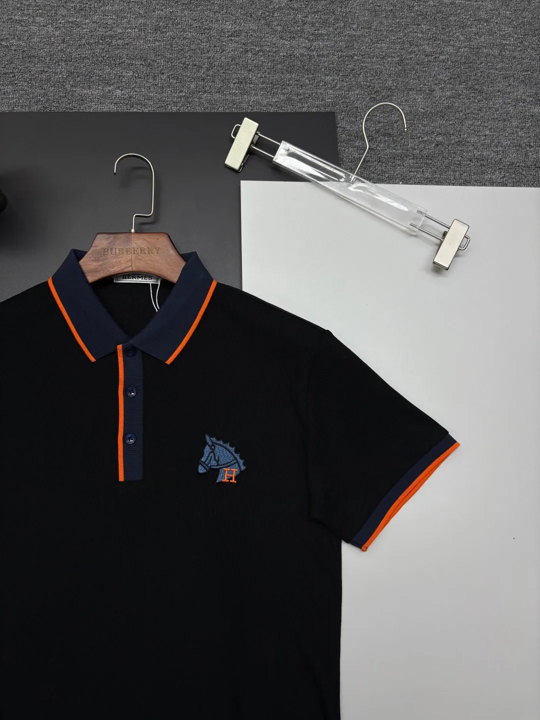 HERMES New Arrival Polo Same Style 210 ， Factory New Arrival Versatile : Black White Royal Blue Size：M-XXXL